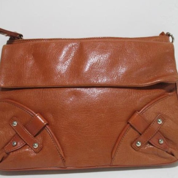 *Charles David Messenger Shoulder Rust Leather Bag - Picture 1 of 7